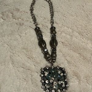Silver and Green Pendant Necklace